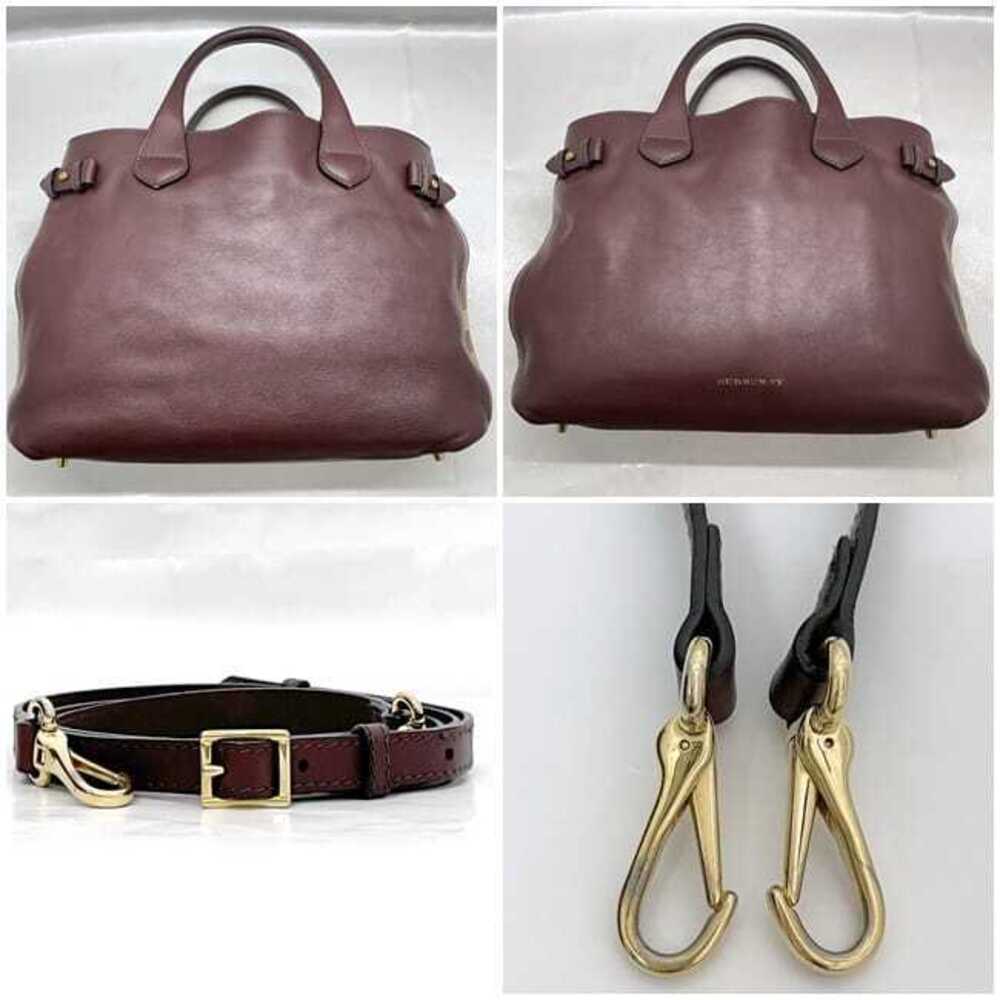 Burberry Bag Bordeaux Red Beige Check Leather Handbag Shoulder Wine Red Logo - Picture 9 of 10
